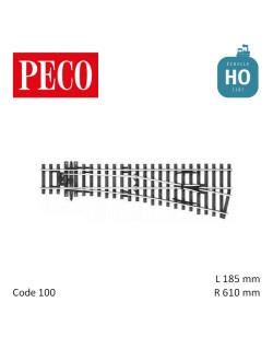 Aiguillage court à droite Streamline Insulfrog R610mm 12° code 100 HO Peco SL-91 - Maketis