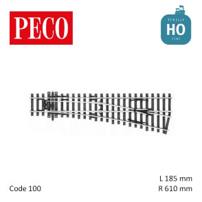 Aiguillage court à droite Streamline Insulfrog R610mm 12° code 100 HO Peco SL-91 - Maketis