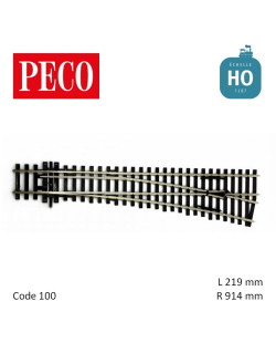 Aiguillage moyen à droite Streamline Insulfrog R914mm 12° code 100 HO Peco SL-95 - Maketis