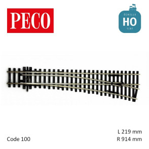 Aiguillage moyen à droite Streamline Insulfrog R914mm 12° code 100 HO Peco SL-95 - Maketis