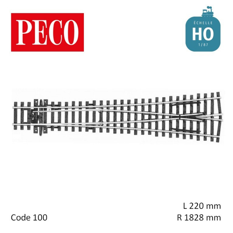 Aiguillage symétrique long Streamline Insulfrog R1828mm 12° code 100 HO Peco SL-98 - Maketis