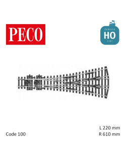 Aiguillage triple Streamline Insulfrog R610mm 12° code 100 HO Peco SL-99 - Maketis