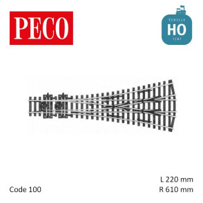 Aiguillage triple Streamline Insulfrog R610mm 12° code 100 HO Peco SL-99 - Maketis