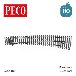 Aiguillage courbe à droite Streamline Electrofrog R1524/762mm 12° code 100 HO Peco SL-E86 - Maketis