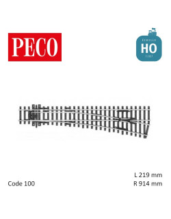 Aiguillage moyen à droite Streamline Electrofrog R914mm 12° code 100 HO Peco SL-E95 - Maketis