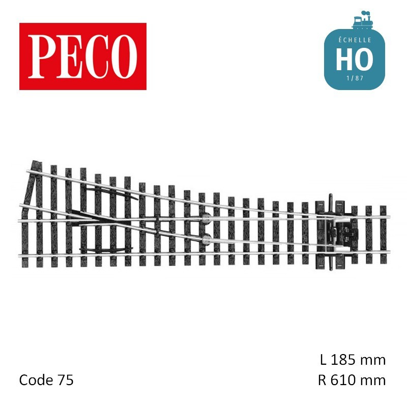 Aiguillage court à droite Streamline Electrofrog R610mm 12° code 75 HO Peco SL-E191 - Maketis