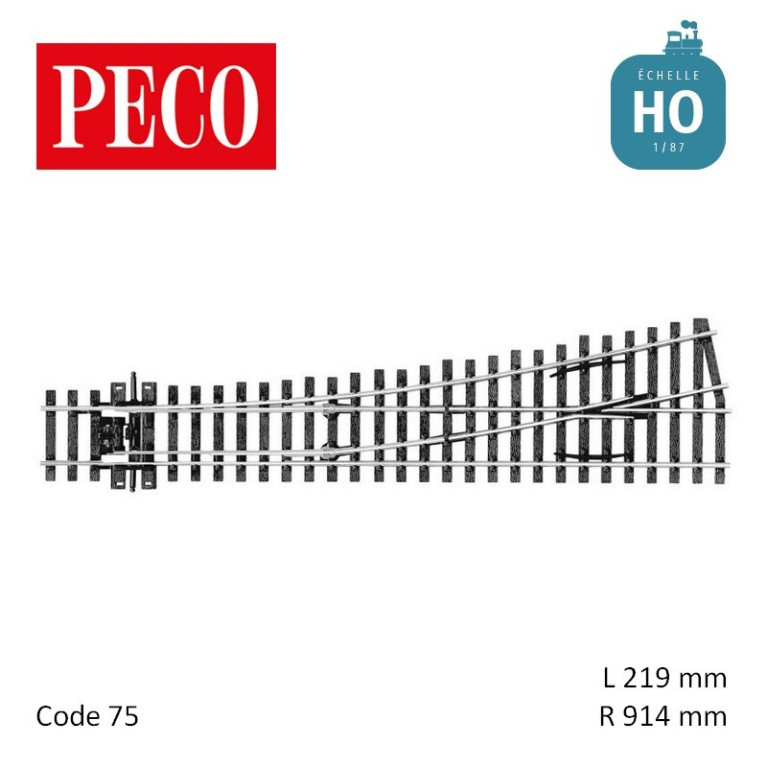 Aiguillage moyen à gauche Streamline Electrofrog R914mm 12° code 75 HO Peco SL-E196 - Maketis Aiguillage moyen à gauche Streamline Electrofrog R914mm 12° code 75 HO Peco SL-E196 - Maketis