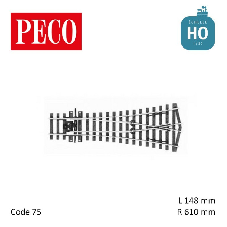 Aiguillage symétrique court Streamline Electrofrog R610mm 24° code 75 HO Peco SL-E197 - Maketis Aiguillage symétrique court Streamline Electrofrog R610mm 24° code 75 HO Peco SL-E197 - Maketis