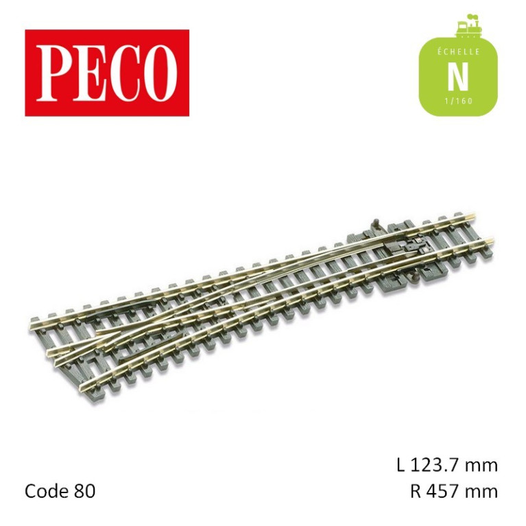 Aiguillage moyen à gauche Streamline Electrofrog R457mm 12° code 80 N Peco SL-E396 - Maketis Aiguillage moyen à gauche Streamline Electrofrog R457mm 12° code 80 N Peco SL-E396 - Maketis