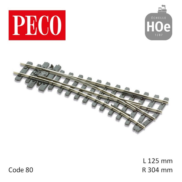 Aiguillage court à droite Streamline Electrofrog R304mm 19,5° code 80 HOe Peco SL-E491 - Maketis Aiguillage court à droite Streamline Electrofrog R304mm 19,5° code 80 HOe Peco SL-E491 - Maketis