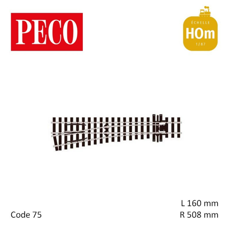 Aiguillage à gauche Streamline Electrofrog R508mm 10° Code 75 H0m Peco SL-E1496 - Maketis Aiguillage à gauche Streamline Electrofrog R508mm 10° Code 75 H0m Peco SL-E1496 - Maketis