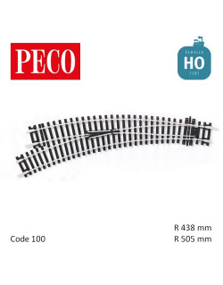 Aiguillage courbe à gauche Setrack Insulfrog R505/438mm 11,25° code 100 HO Peco ST-245  - Maketis