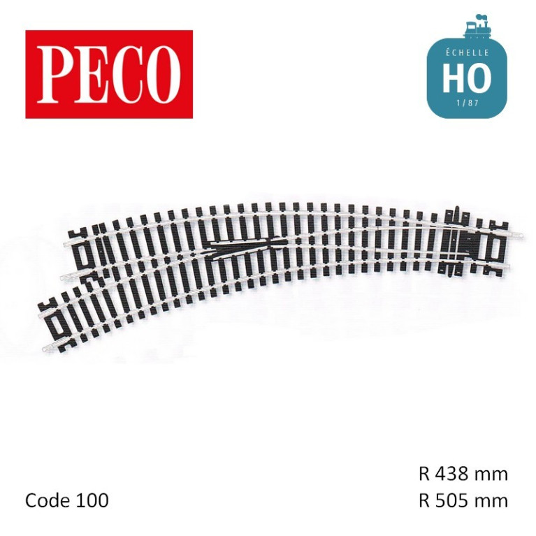 Aiguillage courbe à gauche Setrack Insulfrog R505/438mm 11,25° code 100 HO Peco ST-245 - Maketis Aiguillage courbe à gauche Setrack Insulfrog R505/438mm 11,25° code 100 HO Peco ST-245 - Maketis