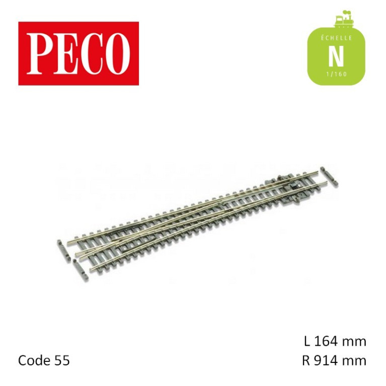 Aiguillage long à gauche Streamline Electrofrog R914mm 10° code 55 N Peco SL-E389F - Maketis Aiguillage long à gauche Streamline Electrofrog R914mm 10° code 55 N Peco SL-E389F - Maketis