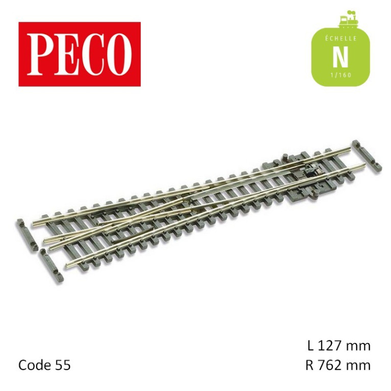 Aiguillage symétrique moyen Streamline Electrofrog R762mm 10° code 55 N Peco SL-E397F - Maketis Aiguillage symétrique moyen Streamline Electrofrog R762mm 10° code 55 N Peco SL-E397F - Maketis