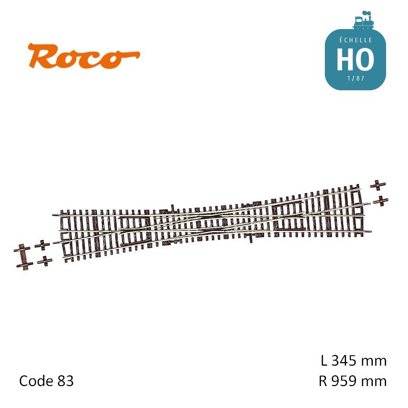 Traversée Jonction double 10° R959 L 345 mm Roco-Line Code 83 HO 42496 - Maketis