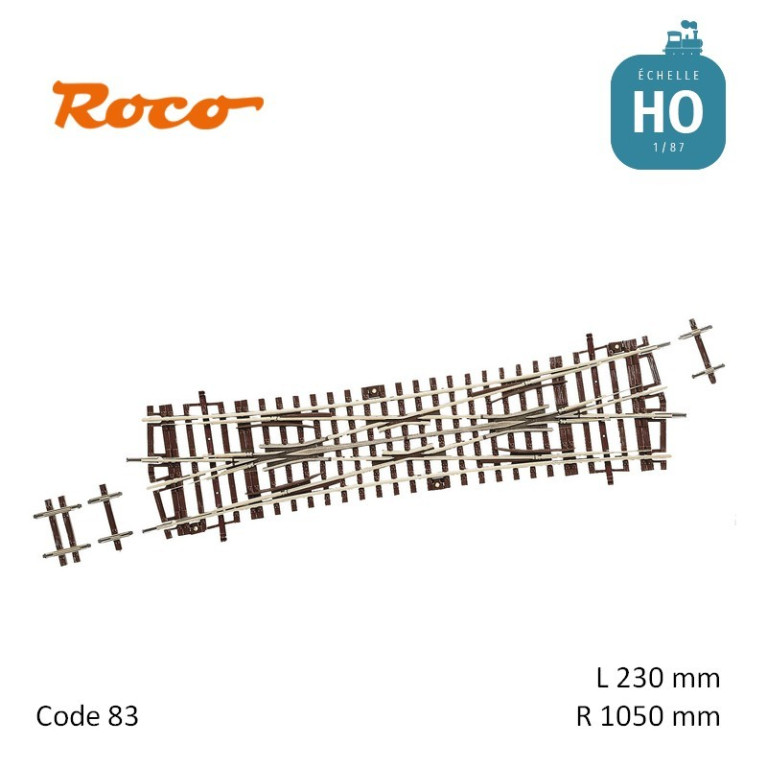 Traversée Jonction double 15° R1050 L 230 mm Roco-Line Code 83 HO 42451 - Maketis