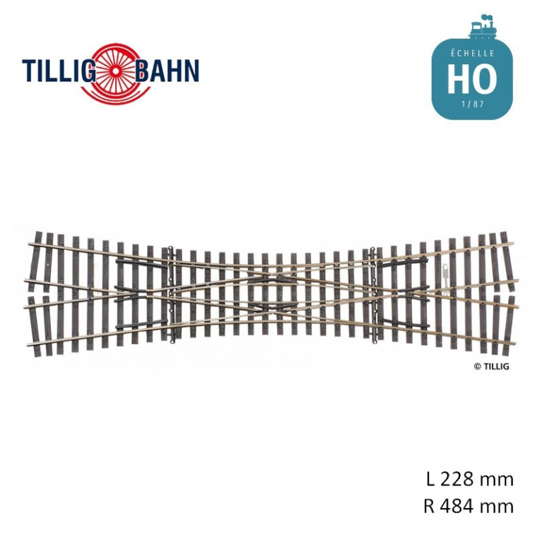 Doppelkreuzungsweiche 15°, Länge 228 mm H0 Tillig 85390 - Maketis