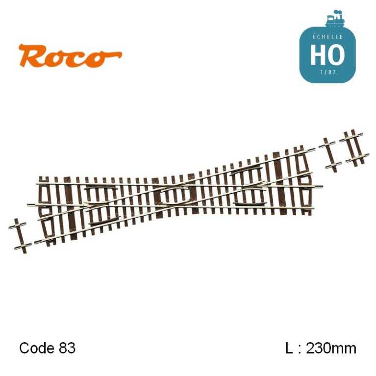 Croisement K15 Roco-Line 15° L 230mm Code 83 HO Roco 42497 - Maketis