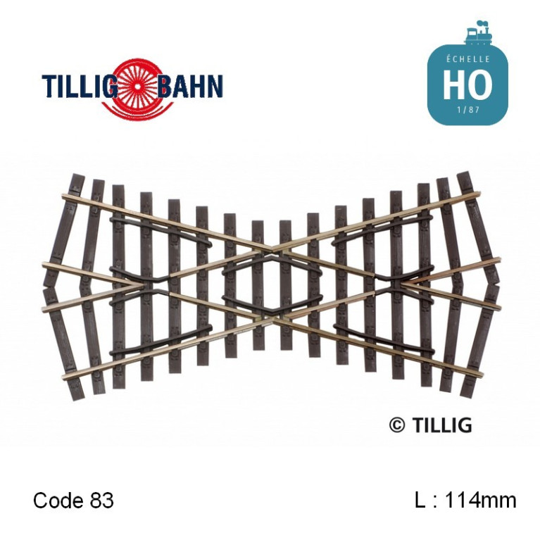 Croisement Elite 30° L 114 mm code 83 HO Tillig 85170 - Maketis