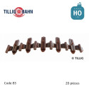 Eclisses isolantes brunes (20 pièces) code 83 HO Tillig 85502 - Maketis