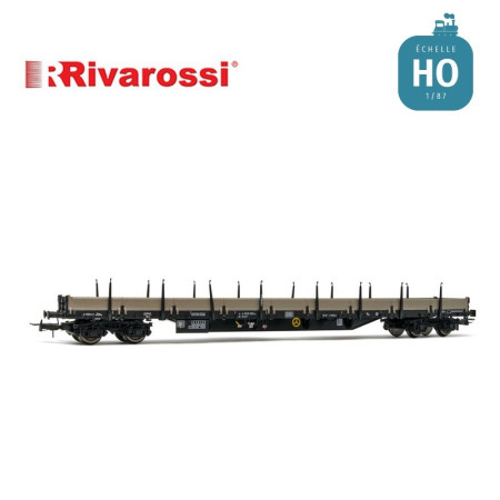 Wagon plat à bogies Res DB livrée noir/gris Ep IV HO Rivarossi HR6481 - Maketis