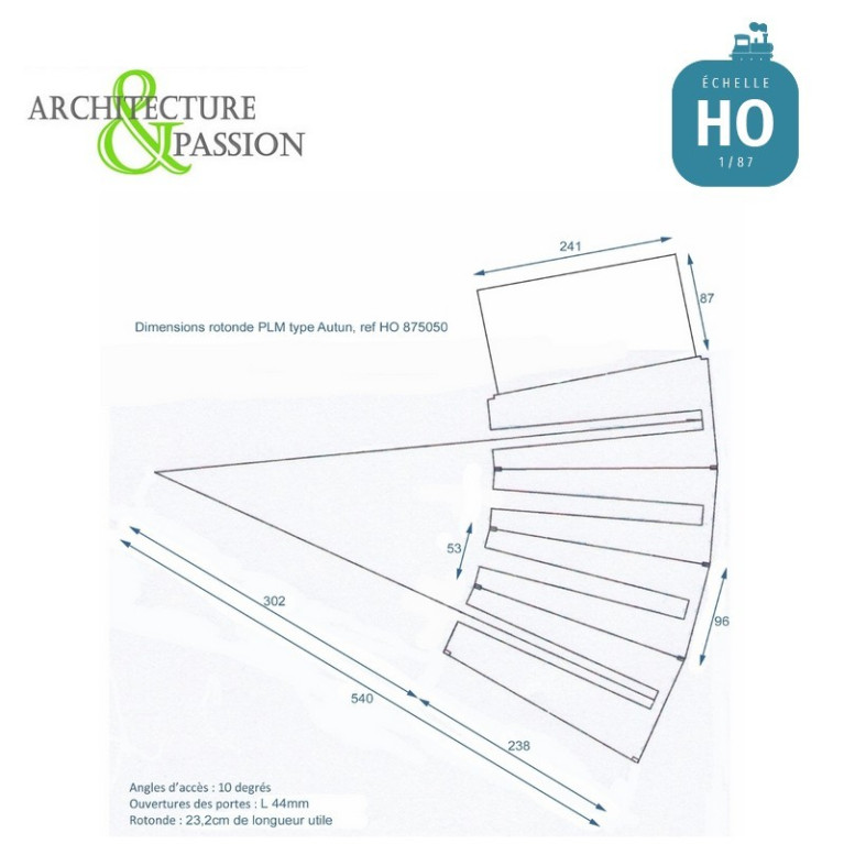 Kit de Base 4 stalles rotonde PLM type Gare d'Autun HO Architecture & Passion 875050