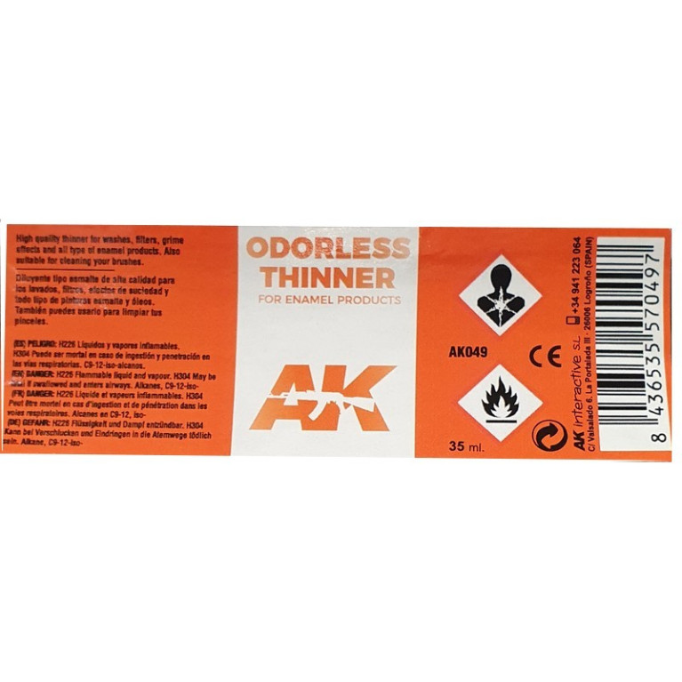 Diluant sans odeur peinture Enamel 35 ml AK Interactive AK049