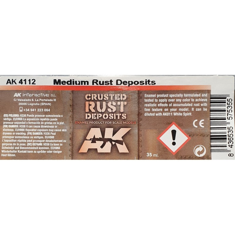 Set patine dépôts de rouille 3x35 ml AK Interactive AK4110 Set patine dépôts de rouille 3x35 ml AK Interactive AK4110