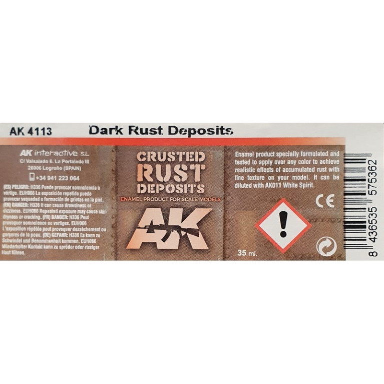 Set patine dépôts de rouille 3x35 ml AK Interactive AK4110 Set patine dépôts de rouille 3x35 ml AK Interactive AK4110