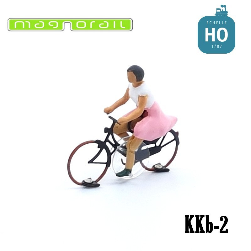 Cycliste femme HO prêt à rouler pour système Magnorail KKb-2