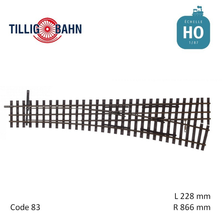 Abzweig rechts H0/H0e-H0, R866 Länge 228 mm H0 Tillig 85195 - Maketis