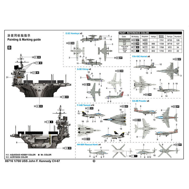 Porte avion USS John F. Kennedy CV-67 1/700 Trumpeter 06716 - Maketis