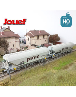 Coffret 2 Wagons céréaliers SNCF Blanc "Piéto lamballe" EP IV HO Jouef HJ6220 - Maketis