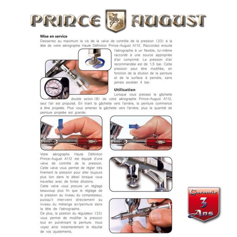 Coffret Aérographe Haute Définition Prince August A112 - MAKETIS