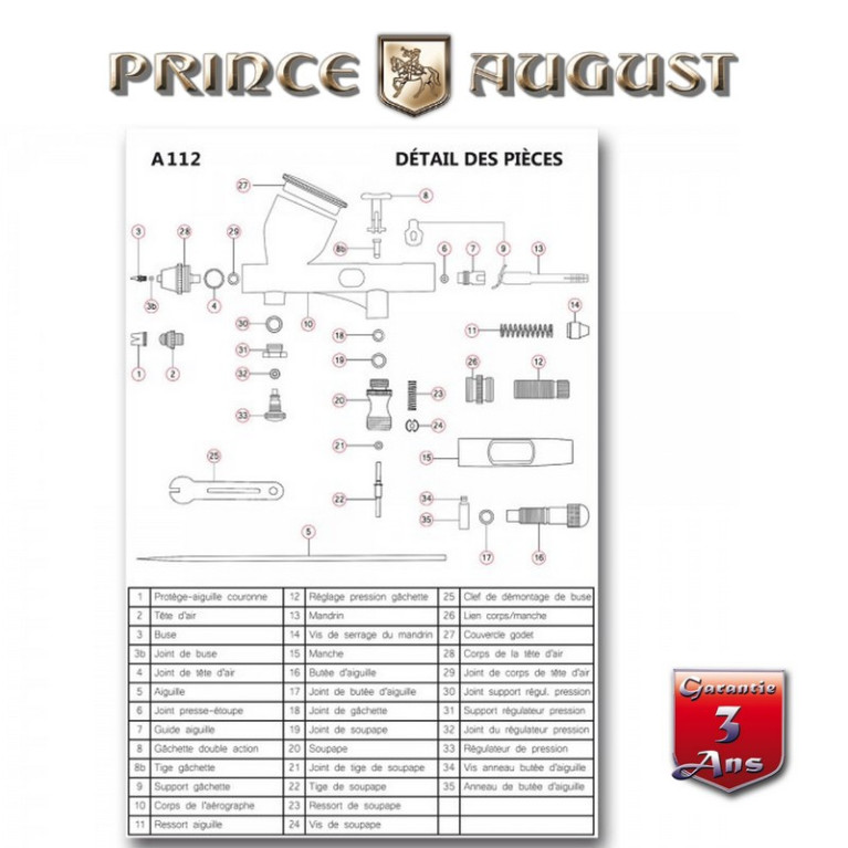 Coffret Aérographe Haute Définition Prince August A112 - MAKETIS