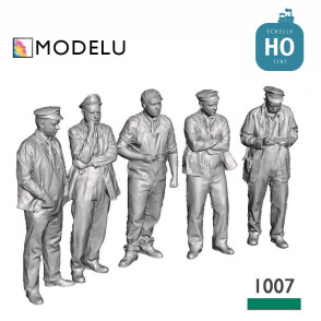 Set de 5 figurines équipage locomotive sur le hangar HO Modelu 1007-087 - Maketis