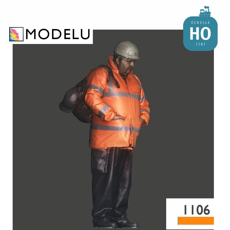 Ouvrier de voie moderne avec sac à dos HO Modelu 1106-087 - Maketis