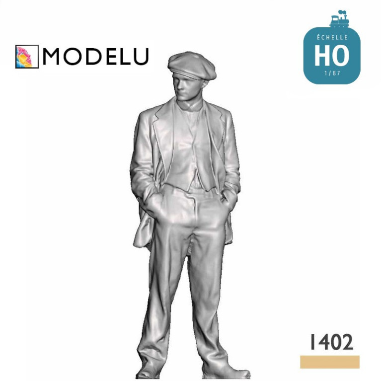 Ouvrier en casquette avec les mains dans les poches HO Modelu 1402-087 - Maketis