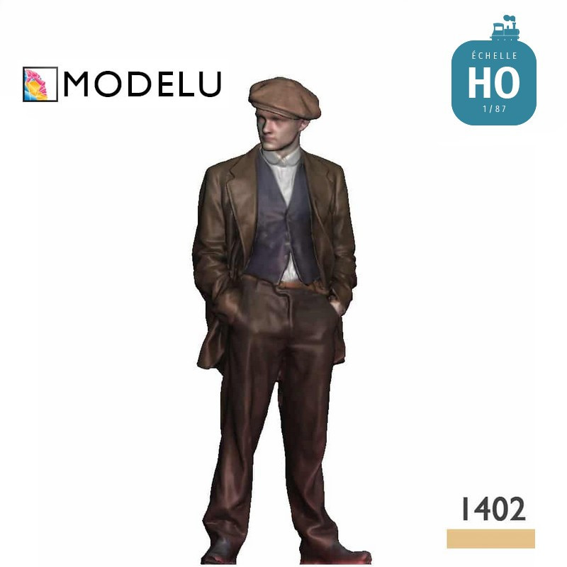 Ouvrier en casquette avec les mains dans les poches HO Modelu 1402-087 - Maketis