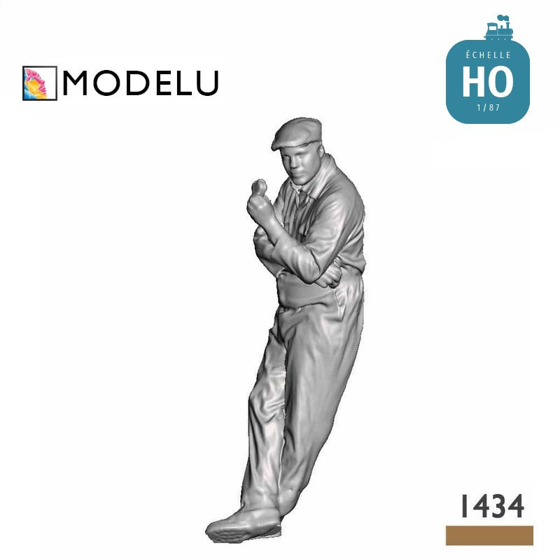 Ouvrier adossé à un mur HO Modelu 1434-087 - Maketis
