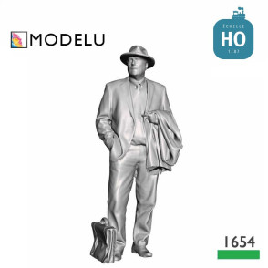 Homme avec un manteau et une mallette HO Modelu 1654-087 - Maketis