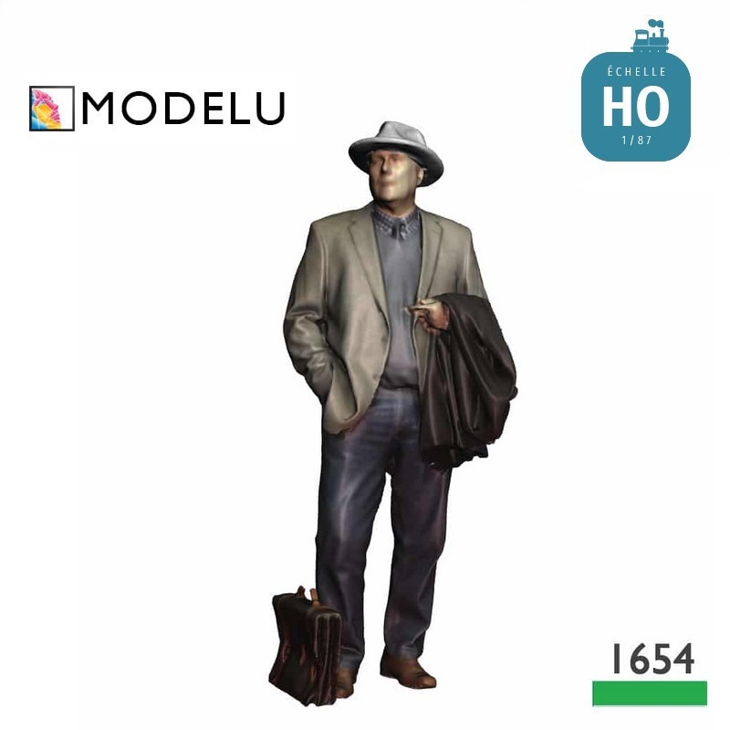 Homme avec un manteau et une mallette HO Modelu 1654-087 - Maketis