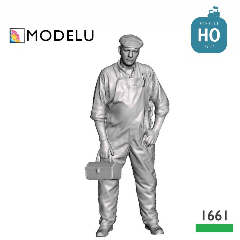 Ouvrier avec boîte à outils HO Modelu 1661-087 - Maketis