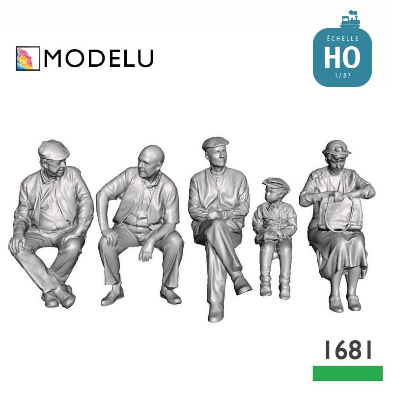 Set de 5 figurines passagers assis Pack B HO Modelu 1681-087 - Maketis