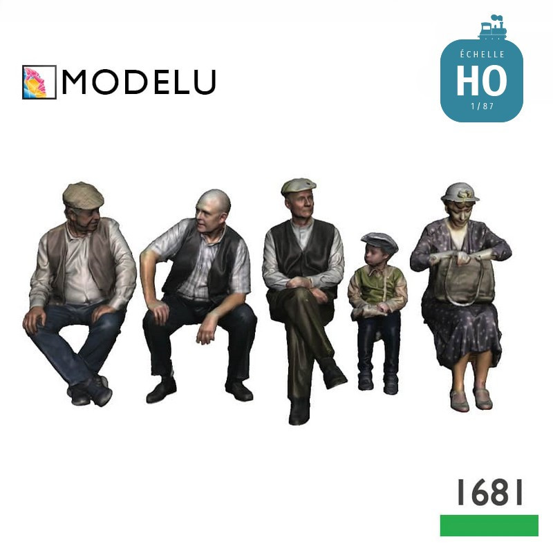 Set de 5 figurines passagers assis Pack B HO Modelu 1681-087 - Maketis
