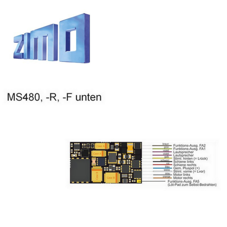Décodeur sonore 16 bits Zimo MS480 DCC 13 fils de connexion MS480 - Maketis