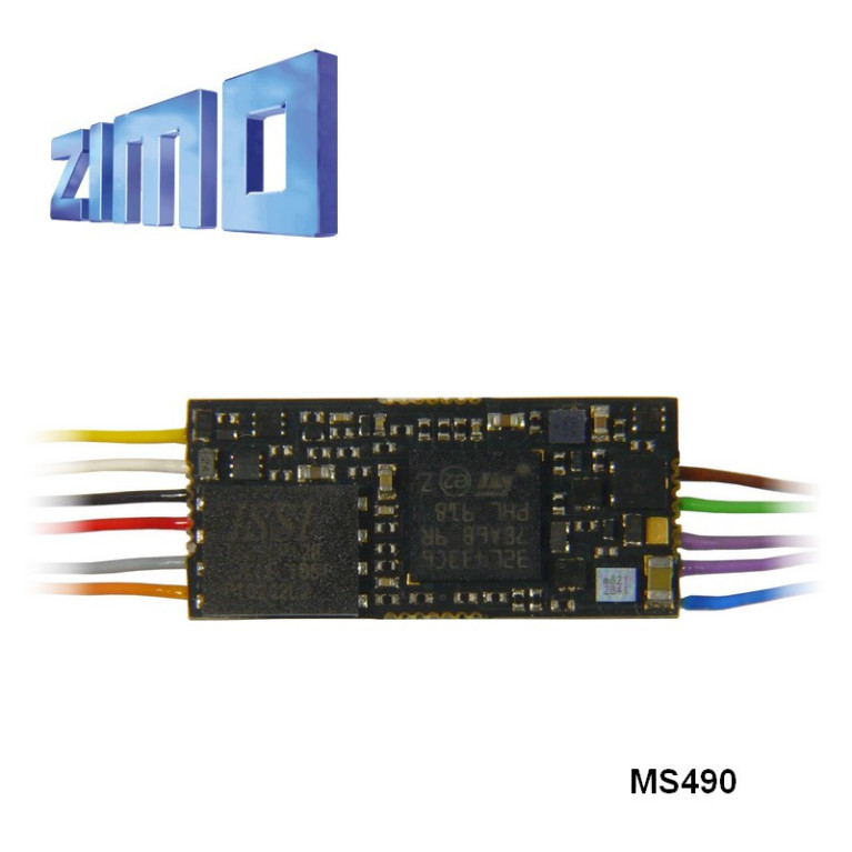 Décodeur miniature sonore 16 bits Zimo MS490 DCC 12 câbles de connexion MS490 - Maketis