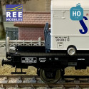 Wagon UFR Mono-Porteur noir avec roues pleines + Remorque Frigo STEF SNCF EP III HO REE WB-651