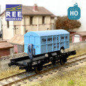 Wagon UFR Mono-Porteur noir avec roues pleines + Remorque Fourgon TRANSPORTS PAVESI SNCF EP III HO REE WB-648